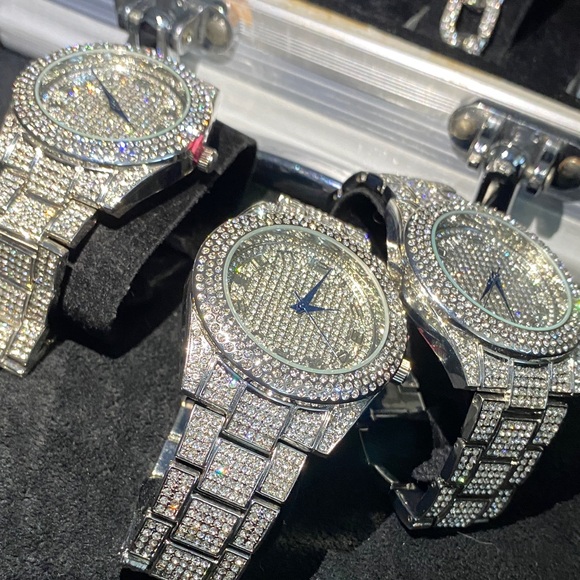 Silver Diamond-Accented Men's Watch heavyweight three (3)
